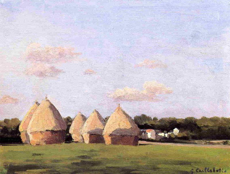 Gustave Caillebotte Harvest, Landscape with Five Haystacks